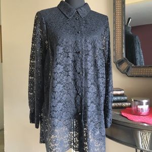 JOAN RIVERS LUXURY OF LACE BUTTON FRONT SHIRT NWOT